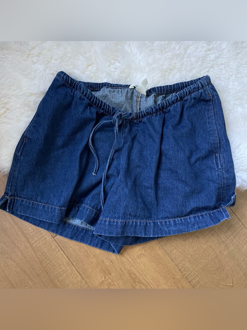 Denim Drawstring Women’s Shorts - Dark Blue